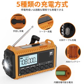 Disaster Prevention Radio, Solar Multi-functional Radio, Hand Crank, Flashlight, Reading Lamp, SW/AM/FM Radio (FM Frequency 76.00 MHz - 108 MHz), Small Radio with SOS Alert, Chargeable Smartphone,