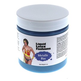 Liquid Latex Fashions Metallic Blue Liquid Latex Body Paints for Adults and Kids, Creates Professional Monster, Zombie Arts, Easy On and Off- 4 Ounces