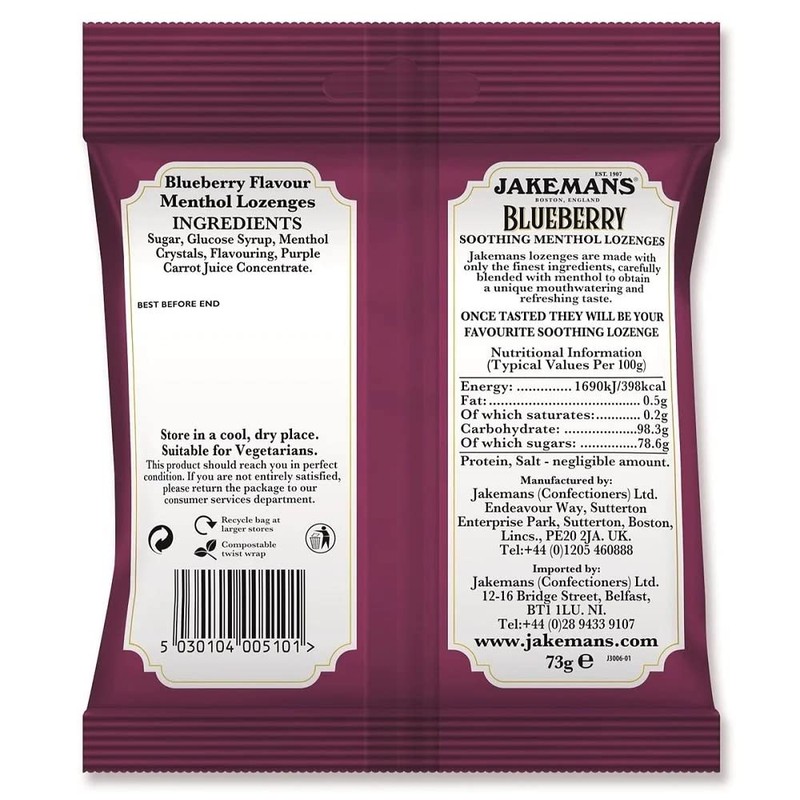 Jakemans Blueberry Menthol Lozenges 100g
