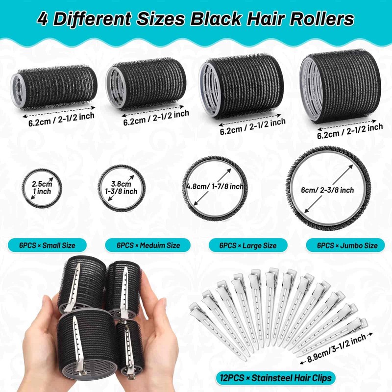 Selizo Hair Curlers 36 Pcs Set with 24Pcs Hair Curlers