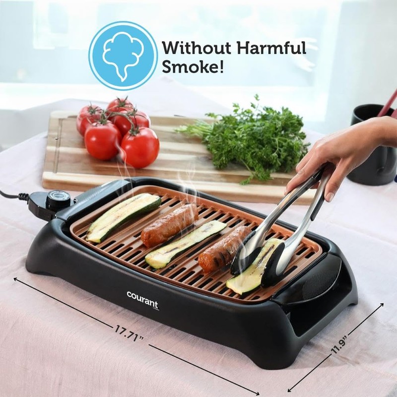 Courant smokeless indoor Electric grill, Copper Non-stick Coating Extra Large