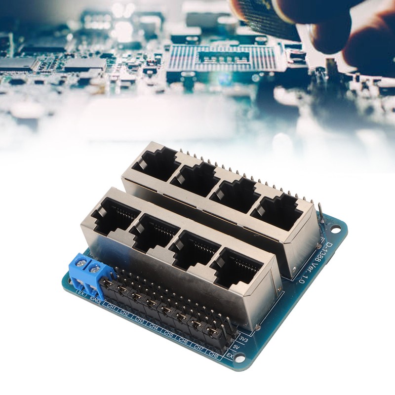 GPIO Breakout Board Professional 8 RJ45 Ports 40 Pin Power