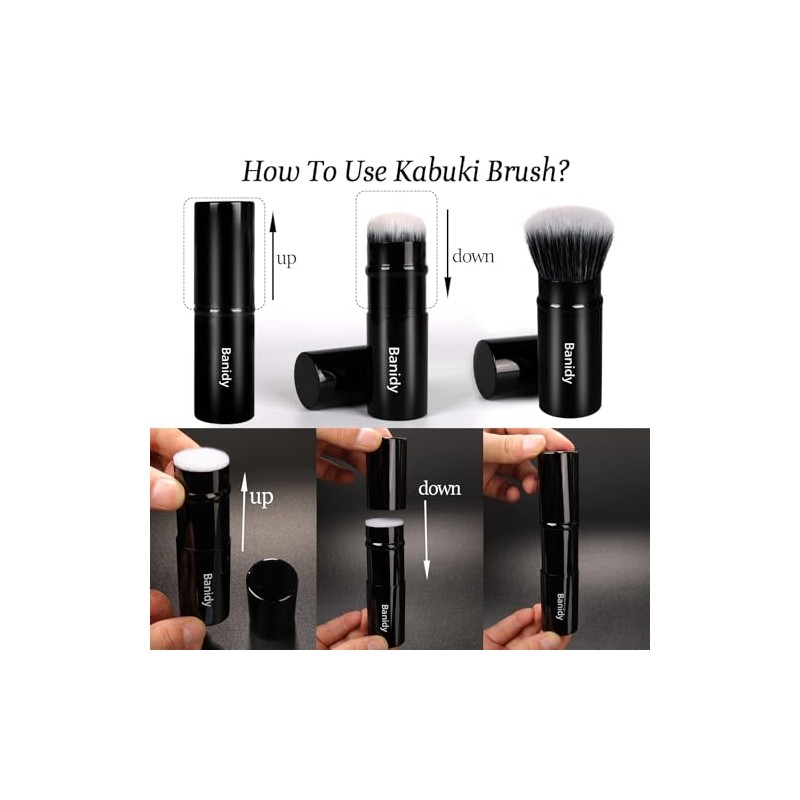 Banidy Brocha Maquillaje Kabuki Brochas Faciales Retráctiles Viajes Rubor Portátil