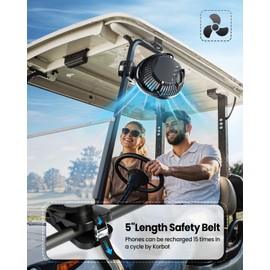 24000mAh Clip on Fan for Golf Cart - 8-inch Portable Rechargeable Fans - Max Up to 150Hrs Work Time - Battery Operated Fan with LED, Remote, Timers, Hook for Office, Desk, Camping, Tent, Treadmill