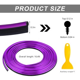 NYTKL Car Interior Trim Strips, 16.4 Ft Flexible Vehicle Interior Molding Trim Styling Door Dashboard, Door Edge Molding Line Dashboard Strip Decoration with Installing Tool (Purple)