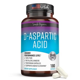Kaibro Nutra D-Aspartic Acid Supplement for Men, 2440mg D-Aspartic Acid per Serving, Energy & Testosterone Support, Gluten-Free Non-GMO, 180 Vegan Capsules