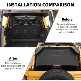 RAZPOY Sunshade for Bronco Trunk Sunshade Mesh Screen Cover Bikini Top Roof Sun Shade Insulation Net Provides UV Sun Protection for 2021 2022 Ford Bronco Accessories 4-Door