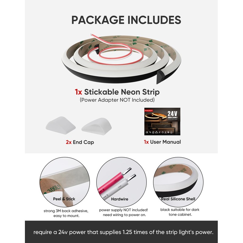 Shine Decor Under Cabinet Lighting Strip, Free Cuttable LED Silicone