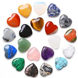 20PCS Heart Healing Crystals Gemstones Set, Bulk Natural Quartz Love Gem, Stones Polished Pocket Protection Chakra Energy Balance, Reiki Spiritual Meditation Small Gifts for Women Beginners