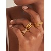 GNIRTSI Gold Bow Knot Ring for Women 14K Gold Plated