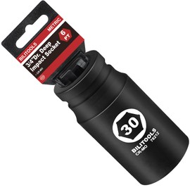 BILITOOLS 30mm Socket 3/4" Drive Deep Impact Socket,Metric 6-Point Axle Nut Socket, CR-MO, for Trucks, Semi-Trucks, Other Large Vehicles. Fit 3/4-inch Drive Impact Wrenches for High-Torque Work