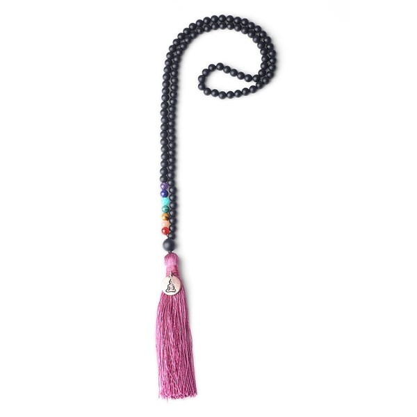 coai Unisex 108 Mala Necklace with 7 Chakras and Gemstones,