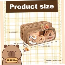 Yeanifeana Estuche De Capibara Para Lapices,Caja de Lápiz Bolsa de Lápiz con 10 Compartimentos, Estuche Lápiz Kawaii Desmontable, Linda con Cremallera con Alfileres, (El estilo 2)