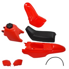 WFLNHB Red PW50 Plastics Kit Motorcycle Plastic Mudguard Body Seat Gas Tank Kit Replacement for Yamaha PW50 PY50