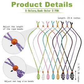 WEWAYSMILE 16 Pieces Crystal Necklace Holder, Necklace Cord Stone Holder, Cord Empty Stone Holder, for Pendant Necklace Jewelry Making(35cm)