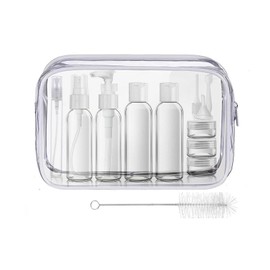 Moricoh White Transparent Toiletry Bag with 14-Piece Travel Bottle Set (100 ml)