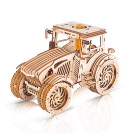 GuDoQi 3D Wooden Puzzle, Model Tractor with Rubber Band Motor, Wooden Construction Kit for Building, DIY Assembly Wooden Puzzle Toy, Craft Set, Birthday Gift Made of Wood for Adults, Men, Teenagers