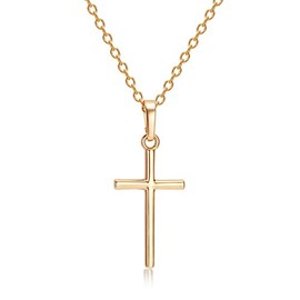 Classic Cross Pendant Chain Necklace Bling Rhinestone Crystal Cross Pendant Necklace For Woman Mens Party Gifts Jewelry-B Gold