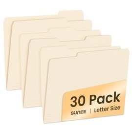 SUNEE File Folders, 30 Pack Manilla Folders 8.5 x 11, Colored File Folders Home Office School Supplies for Documents Files Paper