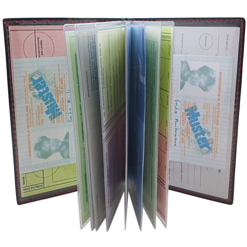 myledershop Large Elegant ID Folder 18 Compartments MJ-Design-Germany Made in