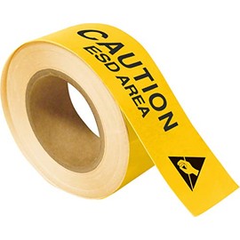 Brady 121367 Toughstripe Caution ESD Area, 2" Height x 100' Length, Yellow Floor Tape