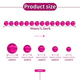 3555PCS Rhinestone Gem Stickers for Crafts Face Gems Temporary Tattoos Acrylic Bling 3/4/5/6/8 MM Stick on Body Jewels Makeup Crystal Hair Nails for DIY Crafts (Rose Red)