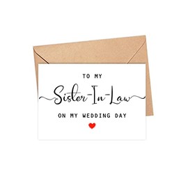 To My Sister-In-Law On My Wedding Day Card - Wedding Day Card - Family Of The Bride Or Groom Cards - Wedding Party Card - Calligraphy Card Sister-In-Law Wedding Day - Thank You Wedding Card
