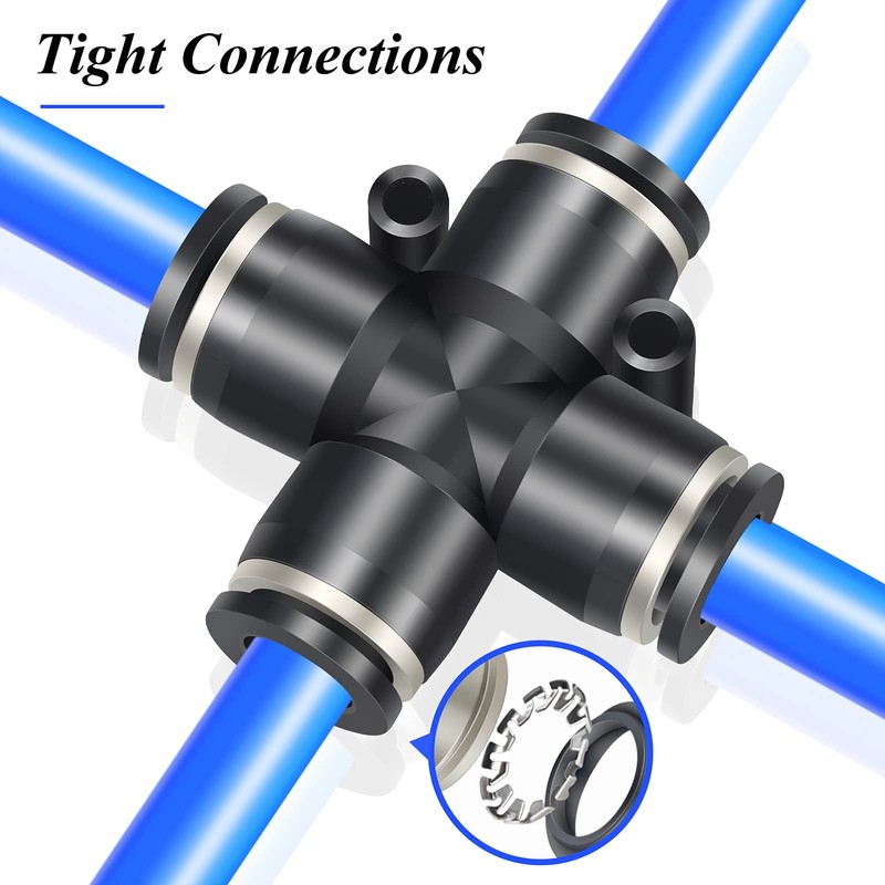 TAILONZ PNEUMATIC 4 Way 1/4 Inch OD Straight Push Fittings