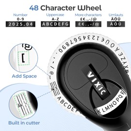 Vixic Embossing Label Maker Machine, Vintage Emboss Label Maker Manual, Portable Embossed Label Printer with 5 3D Tapes 3/8"(9mm), Inkless Omega Embosser Labeler for Home DIY & Crafting Kids, Black