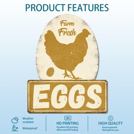 GLOBLELAND "Farm Fresh Eggs" Vintage Metal Tin Sign Retro Chicken Plaque Poster Metal Wall Decorative Tin Signs for Home Restaurant Coffee Shop Club Bar Decoration