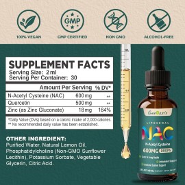Geeoasis Liposomal Liquid NAC Supplement N-Acetyl Cysteine Drops, N Acetyl Cysteine 600 m