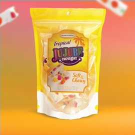 Golden Bonbon Italian Jujube Nougat Candy, Soft and Chewy With Fruity Jelly Beans Original Recipe Tropical, 5.3 Ounces