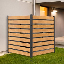 Air Conditioner Fence, 44in H x 36in W (2-Panel) Outdoor Wood Privacy Screen, Pool Equipment Enclosure Privacy Screens Fence Panels with Metal Stakes,Trash Can Enclosures
