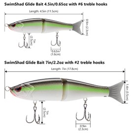 Bassdash SwimShad Glide Baits Jointed Swimbait Bass Pike Salmon Trout Muskie Fishing Lure