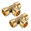 sourcing map Brass Tee Pipe Fitting 1/2 PT Male Thread