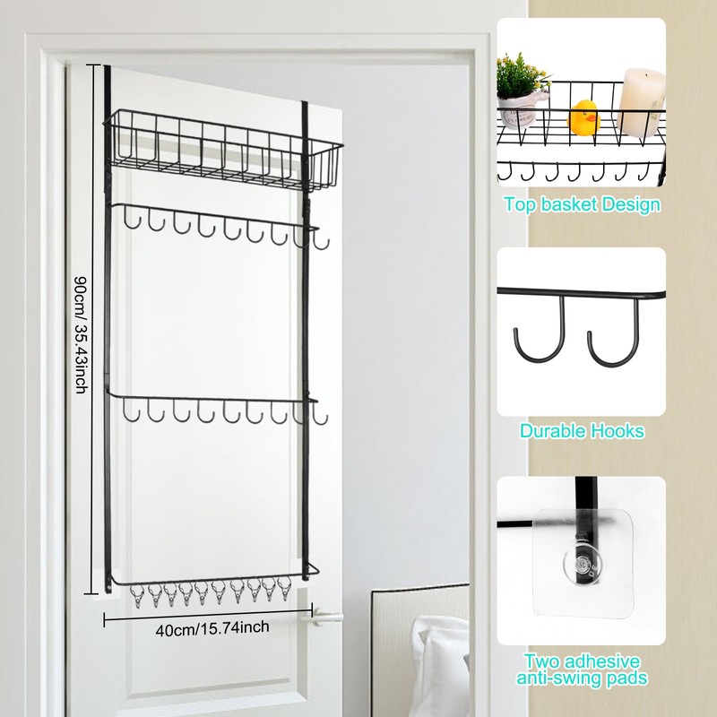 SelfTek Over the Door Hat Rack, Hat Storage Organizer for