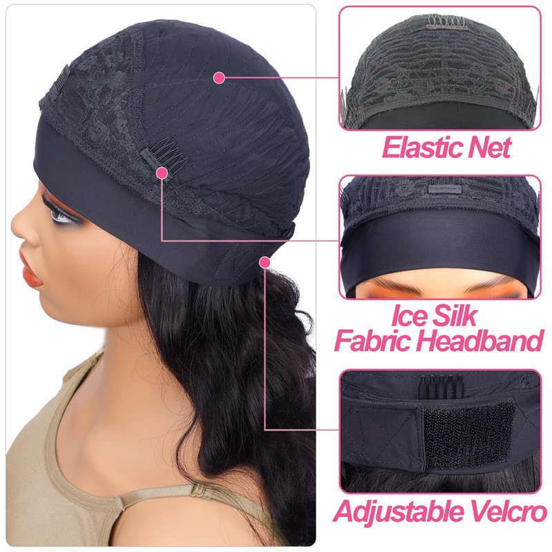 Straight Headband Wig Human Hair 16 Inch Human Hair Wigs