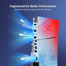 NexiGo PS5 - Ventilador de refrigeración optimizado silencioso delgado con velocidad ajustable, encendido y apagado automático, con puerto USB 3.0,