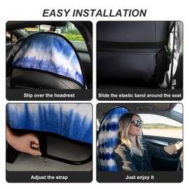 DECKALY Waterproof Sweating Car Seat Cover for Post Gym Workout, Running, Swimming, Beach and Hiking, Universal Fit Non-Slip Bucket Seat Protector for Cars SUV Trucks, Machine Washable (Blue & White)