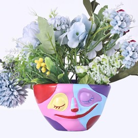 LINYTHER Small Glossy Whimsical Head planters for Outdoor Plants, and Flowers pots Outdoor with Drainage, Along with air Fun Funky Plant Pot, Cute Oddish Flower Planter for Shelf Centerpieces.