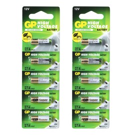 GP Batteries A27 12 V (27 A MN27 V27 A) 12 Volt, 10 Pieces (2 Packs of 5 Batteries) Batteries Long Life, High Performance, Extra Long
