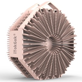 iTokGoK® Silver-Infused 2-in-1 Silicone Body Scrubber, Double-Sided Design Body Brush Silicone Scrubber Exfoliating Brushes for Sensitive Skin for Showering for Women Silicone Loofah- Sand Pink