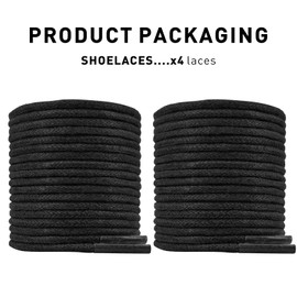 UamGlsob 2 Pairs Dress Shoelaces for Johnston and Murphy Men Oxford, 5/64''(2MM) Thin Waxed Shoe Laces Replacement Strings, Black, 47"/120cm