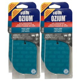 Ozium Paper Hanging Car Air Freshener with Odor Eliminator for Car - Refresh Your Ride with Automotive Air Fresheners, 3 Pieces (Fresh Linen, 4 Packs)