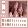 Almond Press on Nails Flower Fake Nails with Designs Pink