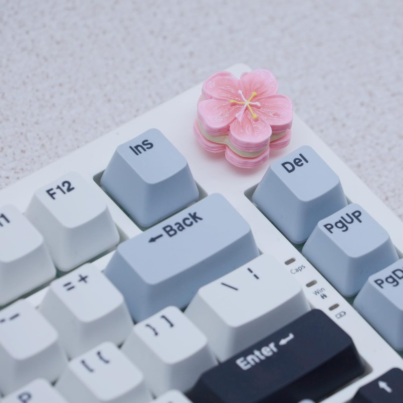 Cmokifuly Rotary Knob for Mechanical Keyboard, Handmade Resin Cute Sakura