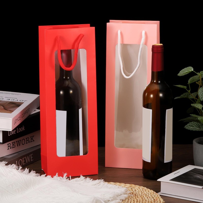 uxcell Wine Bags, 12pcs 4.92"x3.35"x14.2" Wine Gift Bags with Rope