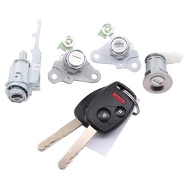 MOTOKU Ignition Switch Cylinder Door Lock Cylinder Kit w/Remote Key Shell for Honda Fit 2004-2011