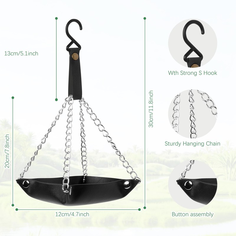 NiCoLa Hanging Leather Bird Feeder Tray for Outdoor Wild Bird