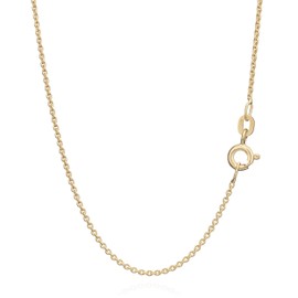 NKlaus Gold Chain - Anchor Chain Made of Yellow Gold 14 Carat - Gold Chain Women's 585 Real Gold (Length Selectable 36 cm - 50 cm) - Solid Necklace Width 0.8 mm - Elegant Round Anchor Chain for Women,